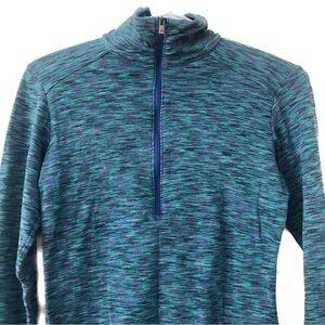 Columbia 1/2 Zip Pullover Marled Blue Stretch Long Sleeve Active Top Size Small